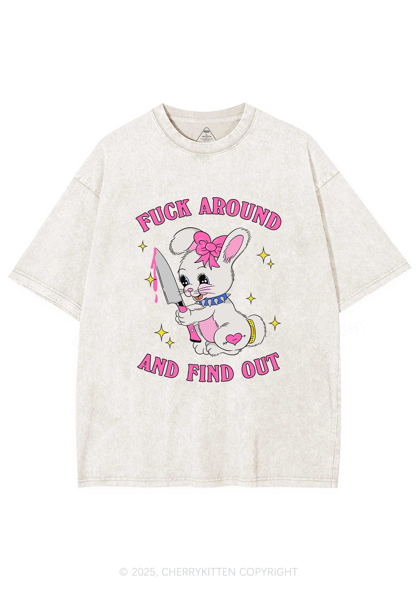 Fxxk Around Bunny Y2K Washed Tee Cherrykitten