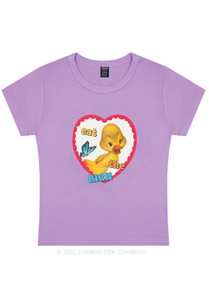 Eat The Rich Duck Y2K Baby Tee Cherrykitten