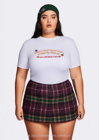 Curvy How To Shut Up Y2K Baby Tee Cherrykitten