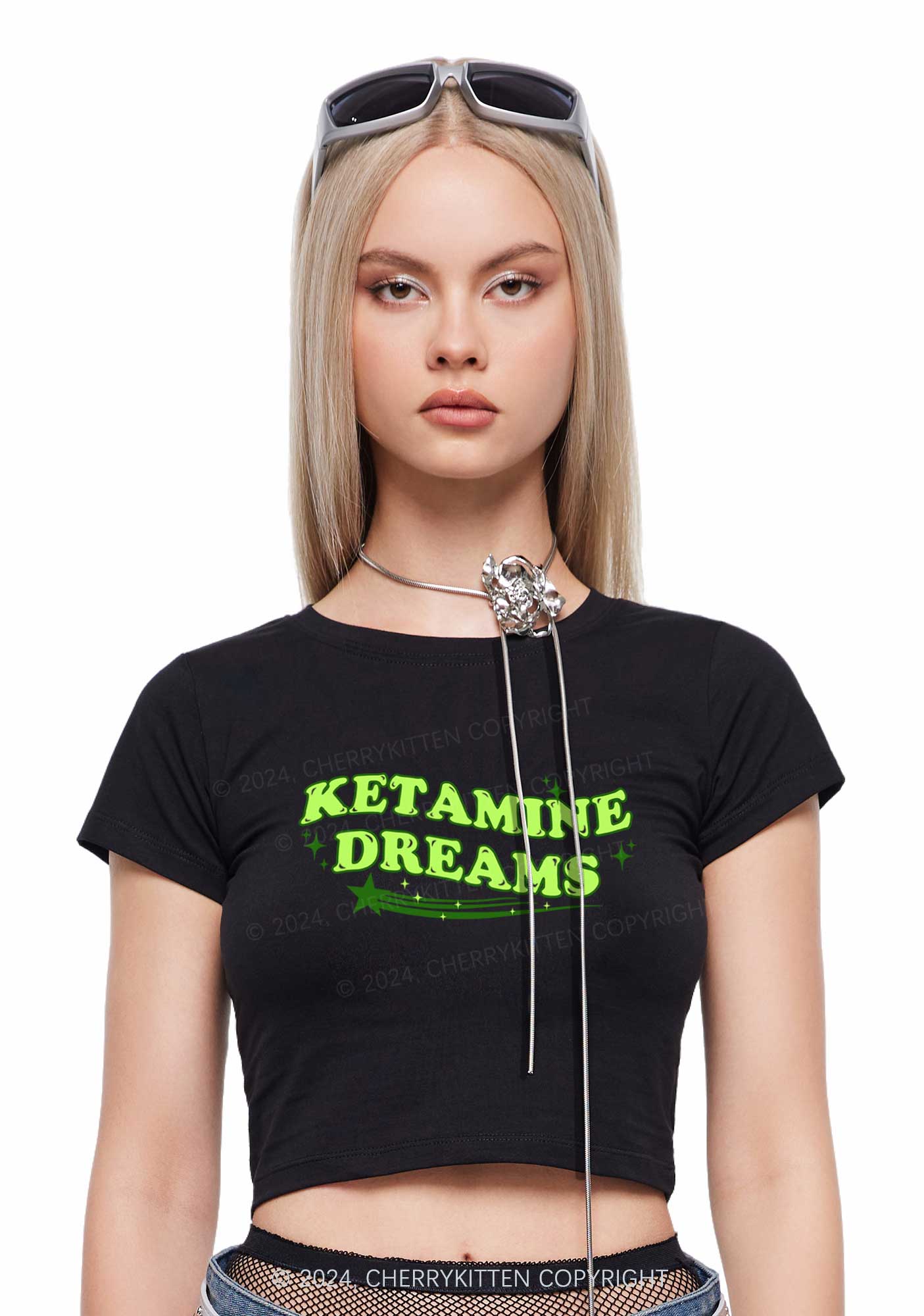 K Dreams Star Y2K Baby Tee Cherrykitten