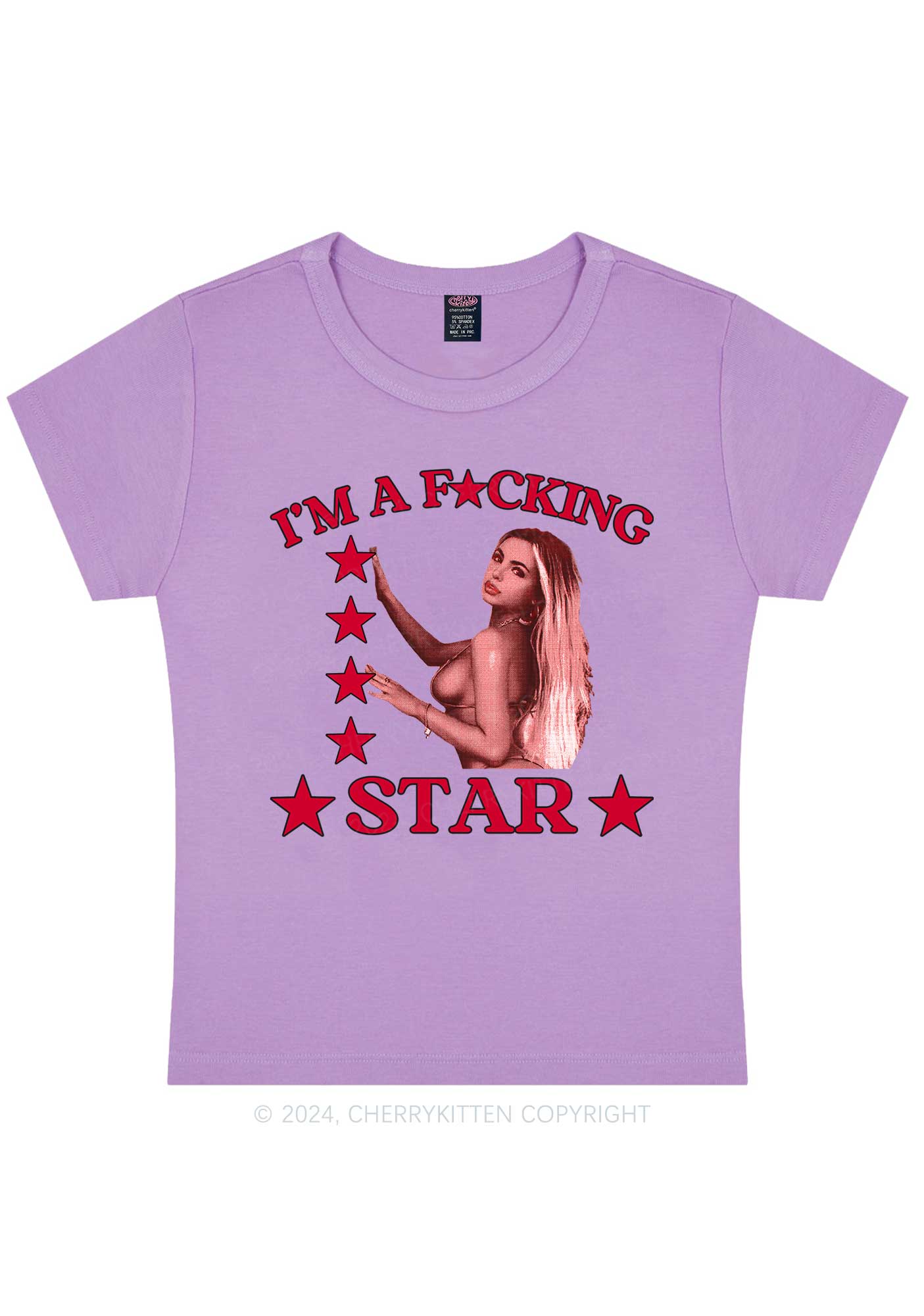 Custom Portrait Fxxking Star Y2K Baby Tee Cherrykitten