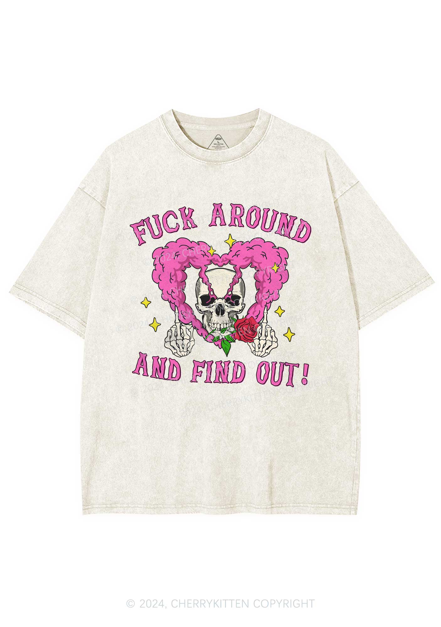 Halloween Fxxk Around Y2K Washed Tee Cherrykitten