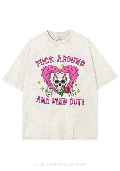 Halloween Fxxk Around Y2K Washed Tee Cherrykitten