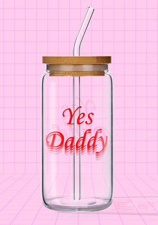 Yes Daddy Y2K Printed Glass Cup Cherrykitten