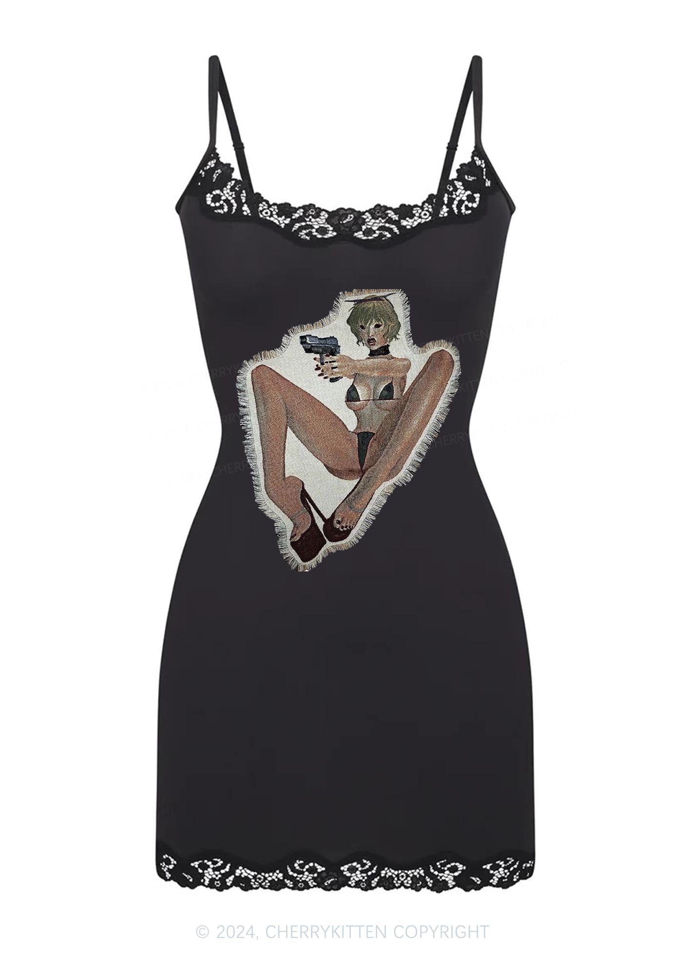 Female Killer Y2K Lace Slip Dress Cherrykitten