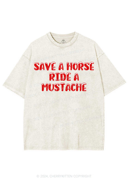 Christmas Ride A Mustache Y2K Washed Tee Cherrykitten