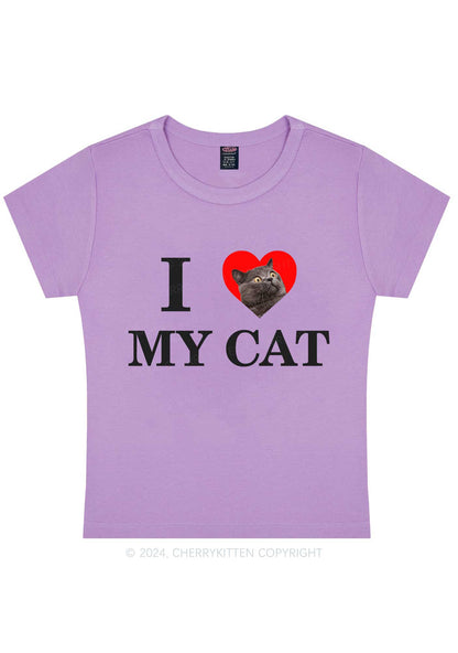 I Love My Cat Custom Photo Y2K Baby Tee Cherrykitten