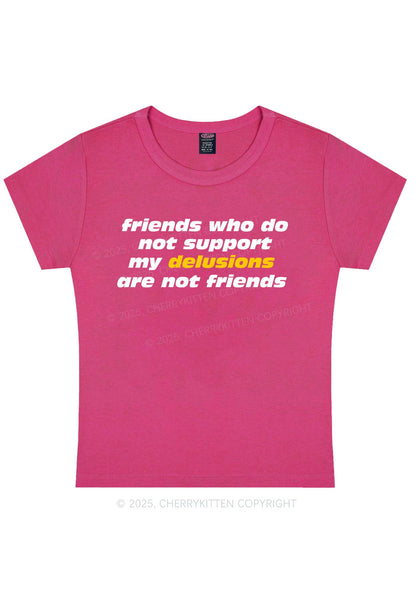 Friends Support My Delusions Y2K Baby Tee Cherrykitten