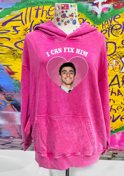 Fix Him Luigi Heart Y2K Washed Hoodie Cherrykitten