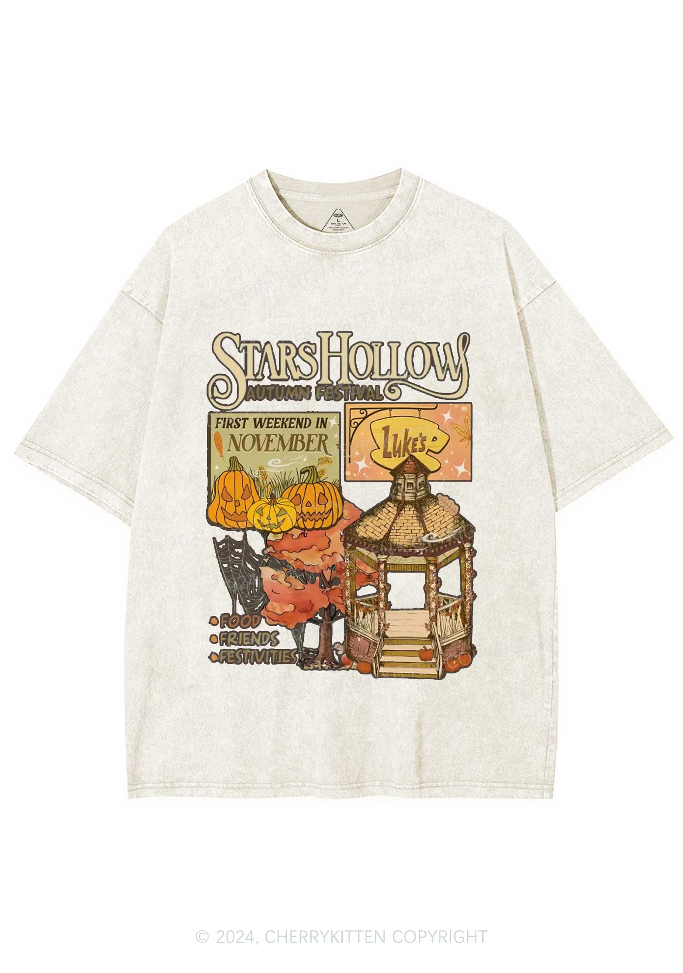 Halloween Stars Hollow Y2K Washed Tee Cherrykitten