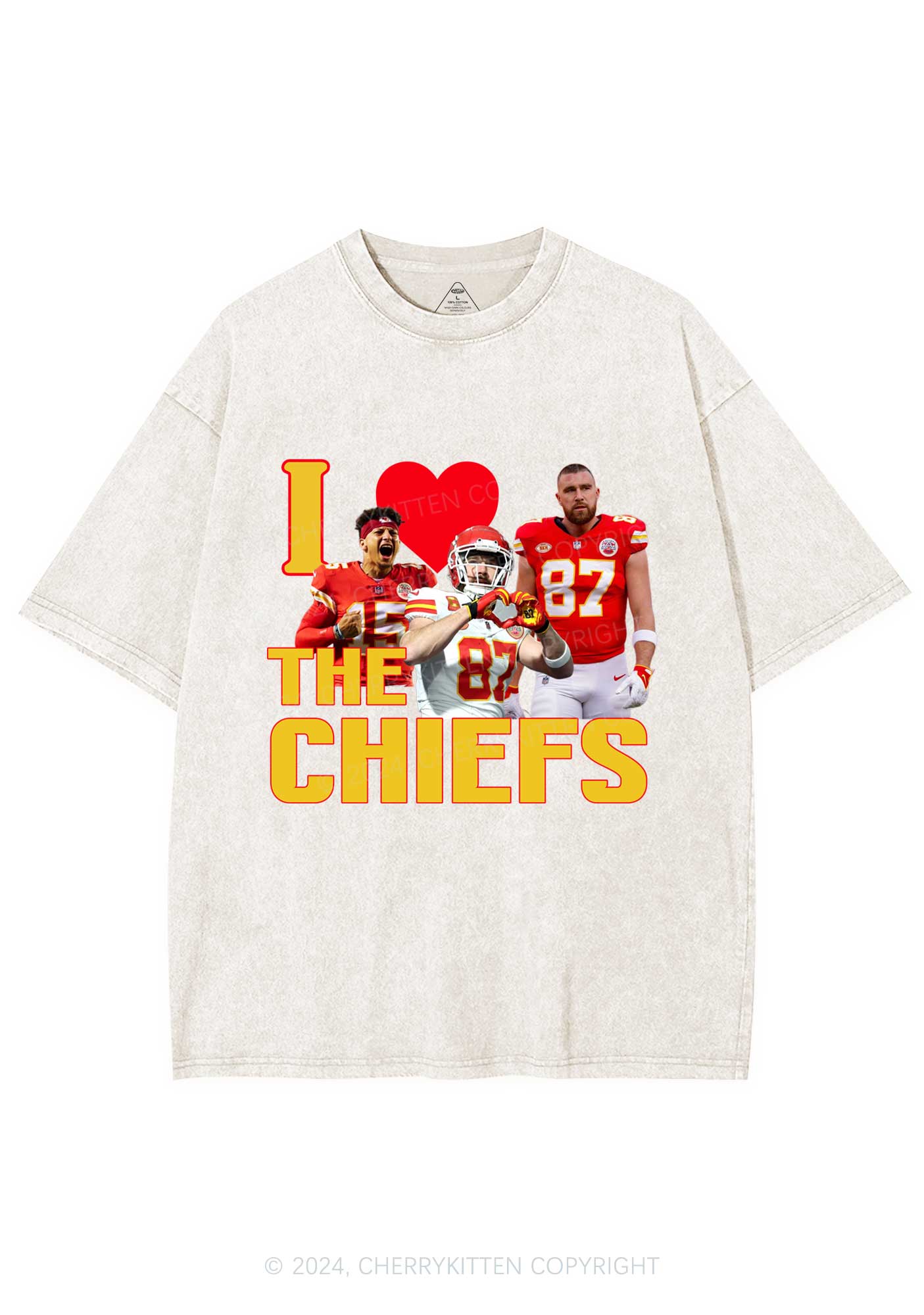 Custom I Love Chiefs Y2K Super Bowl Washed Tee Cherrykitten