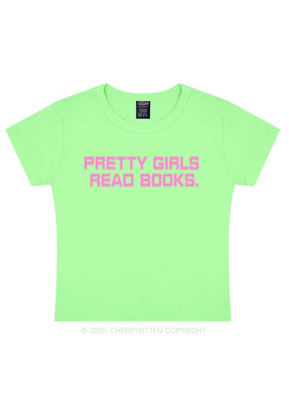 Pretty Girls Read Books Y2K Baby Tee Cherrykitten