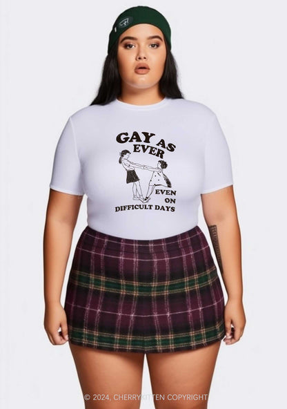 Curvy Gay As Ever Y2K Baby Tee Cherrykitten