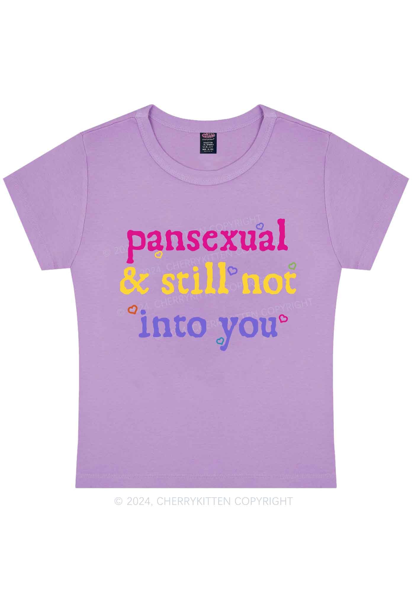 Pansexual Not Into You Y2K Baby Tee Cherrykitten