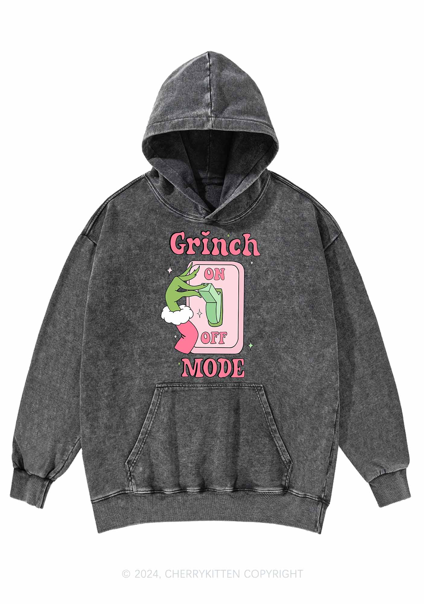 Christmas On Off Mode Y2K Washed Hoodie Cherrykitten