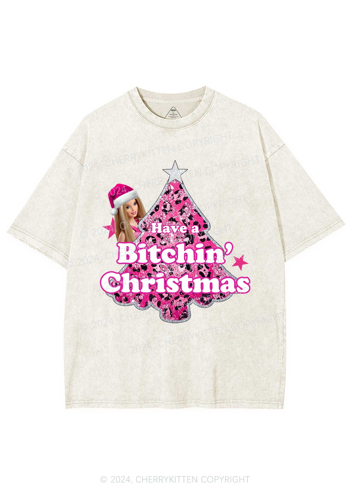 Christmas Bxxchin Y2K Washed Tee Cherrykitten