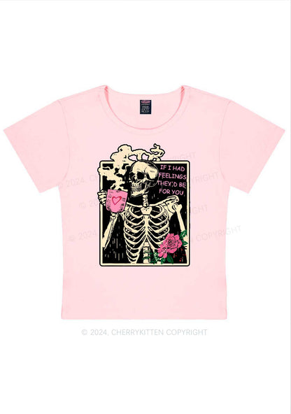 Skeleton Had Feelings Y2K Valentine's Day Baby Tee Cherrykitten