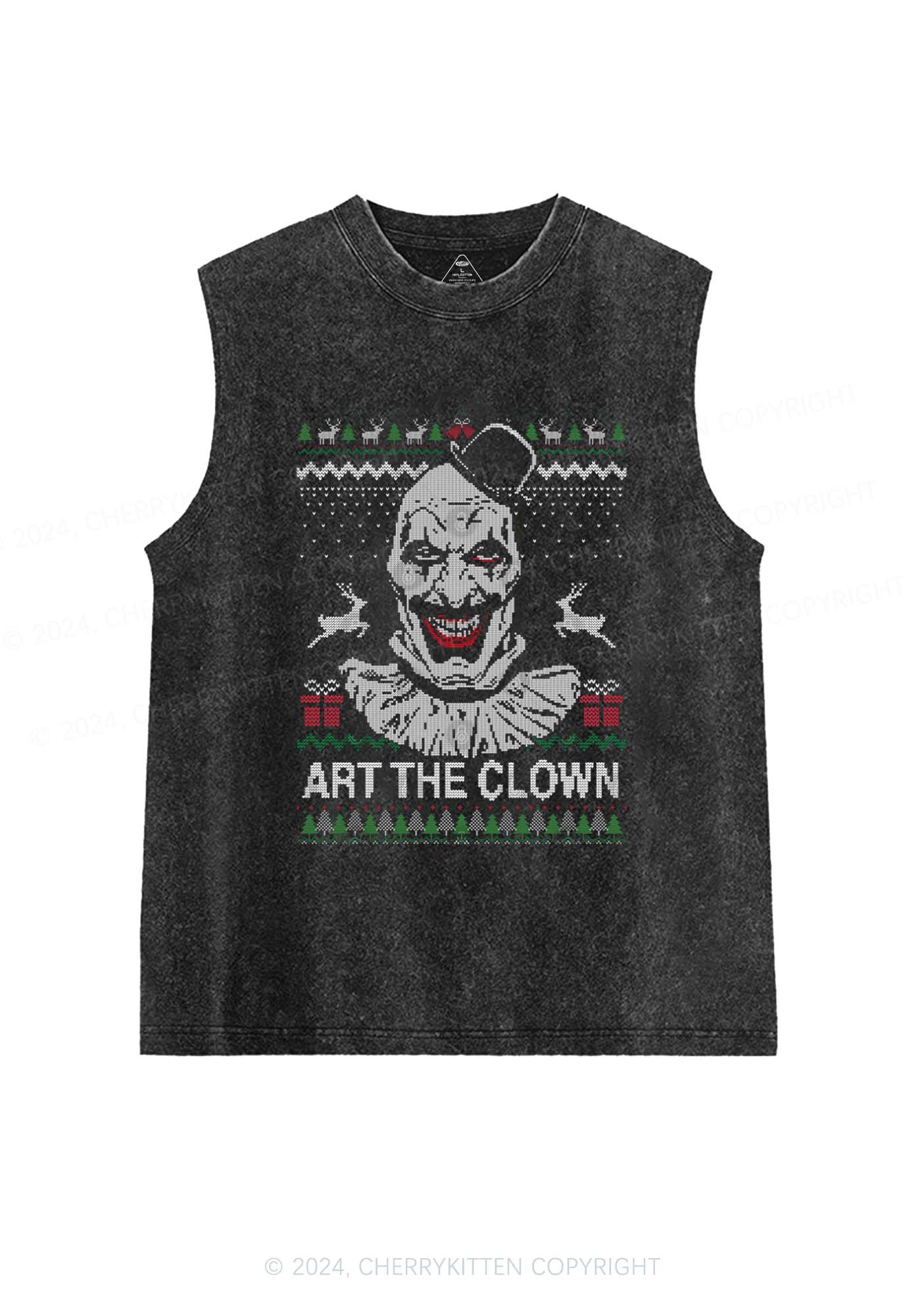 Christmas Art The Clown Y2K Washed Tank Cherrykitten