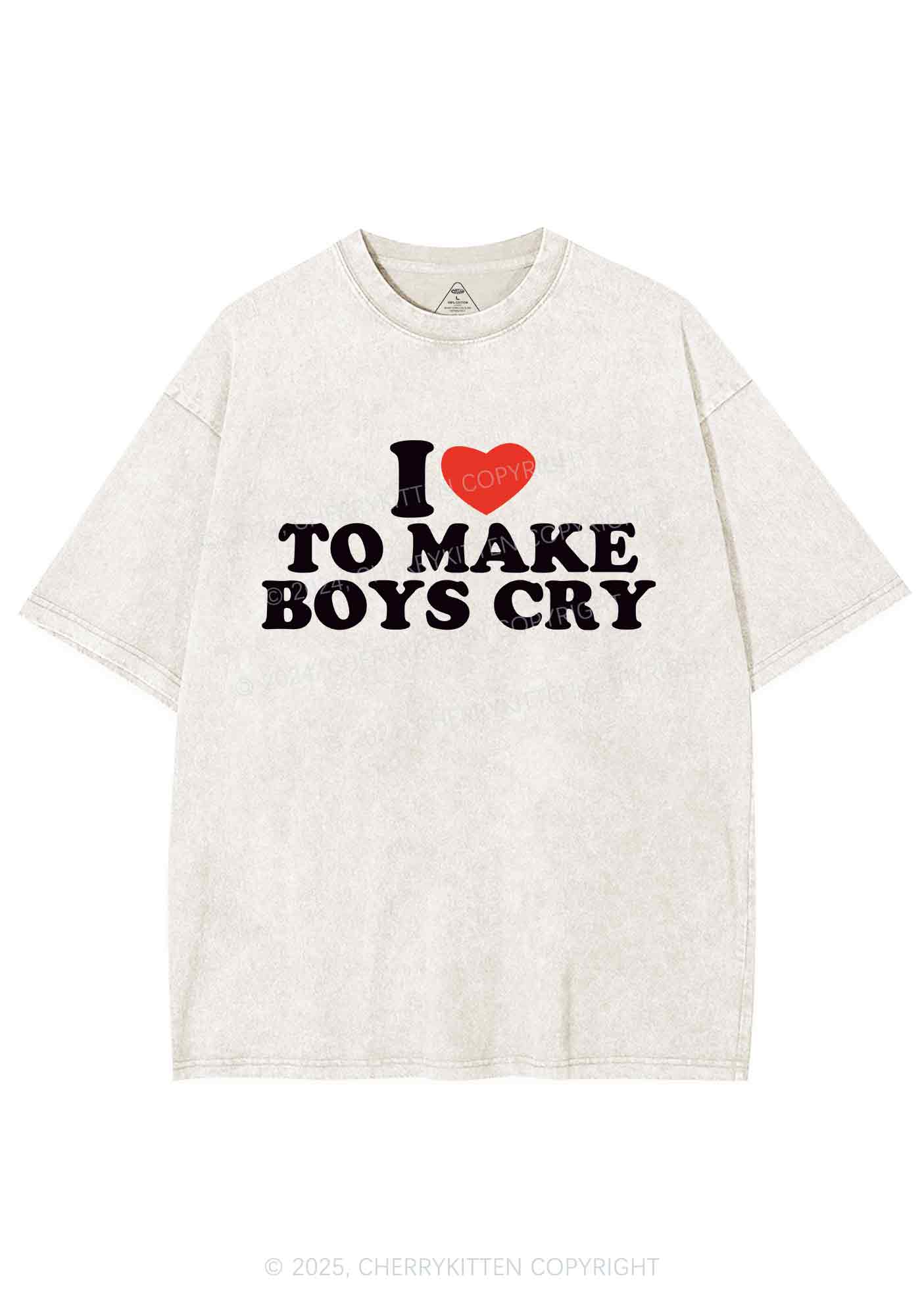 Love To Make Boys Cry Y2K Washed Tee Cherrykitten