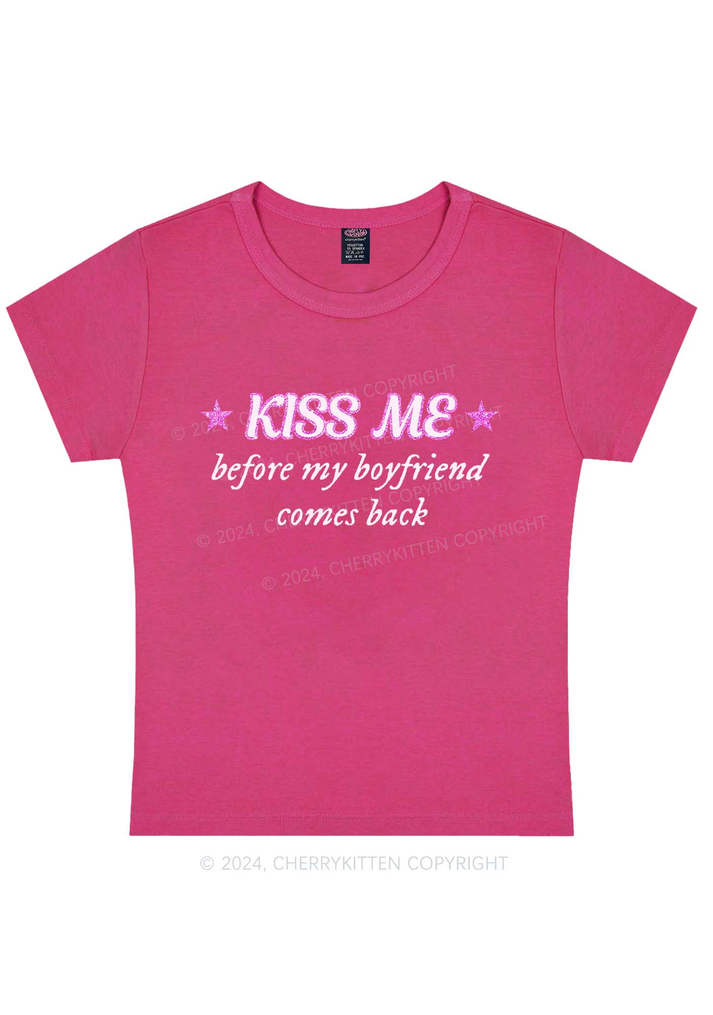 Curvy Kiss Me Y2K Baby Tee Cherrykitten