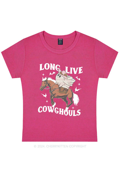 Halloween Long Live Cowghouls Y2K Baby Tee Cherrykitten