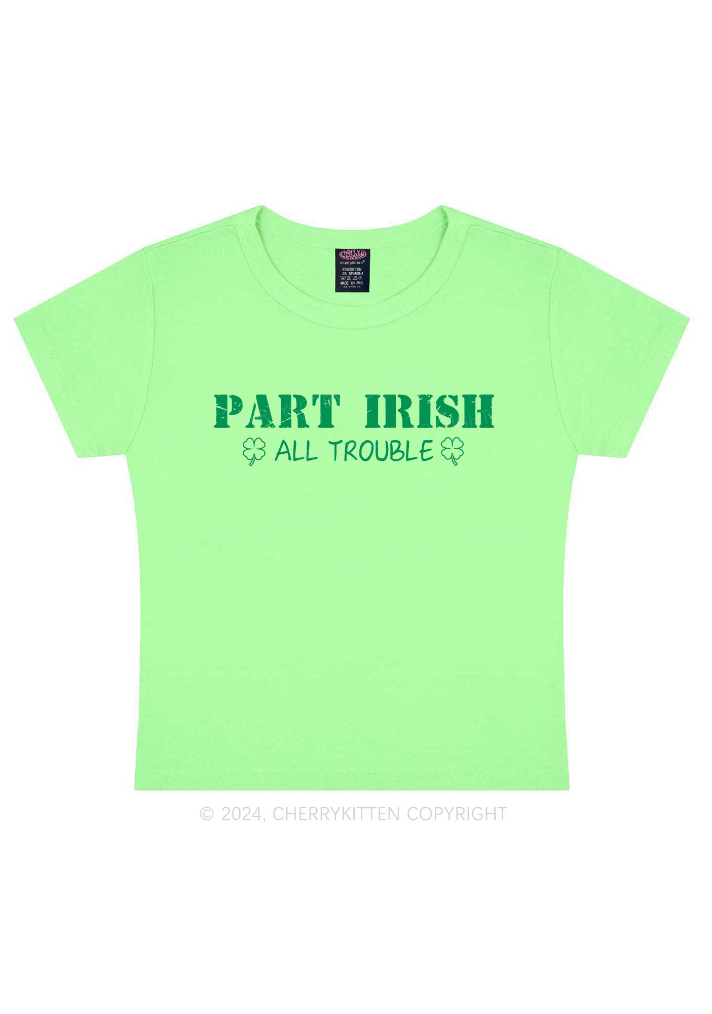 Part Irish All Trouble St Patricks Y2K Baby Tee Cherrykitten