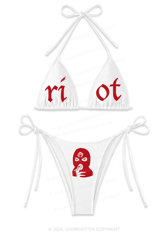 Riot Y2K Halter Triangle Bikini Set Cherrykitten