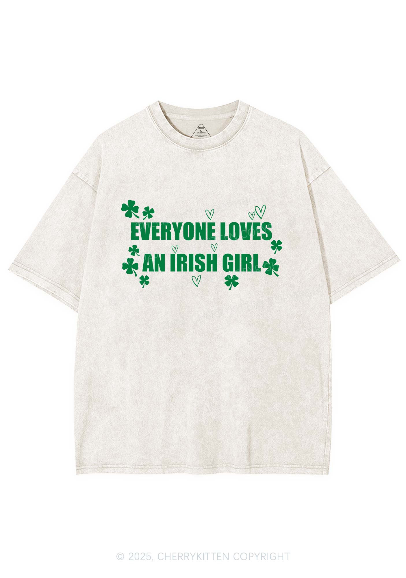 Everyone Loves Irish Girl St Patricks Y2K Washed Tee Cherrykitten