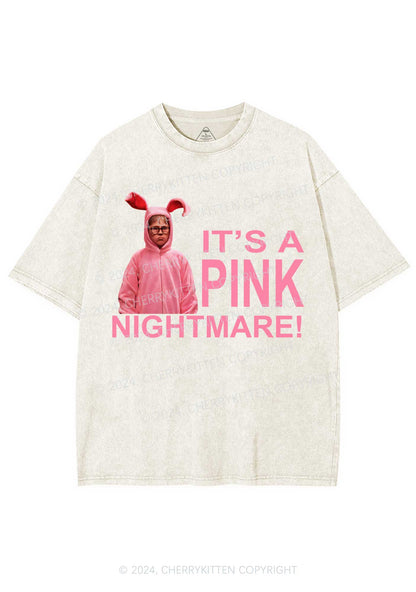 Christmas Pink Nightmare Y2K Washed Tee Cherrykitten