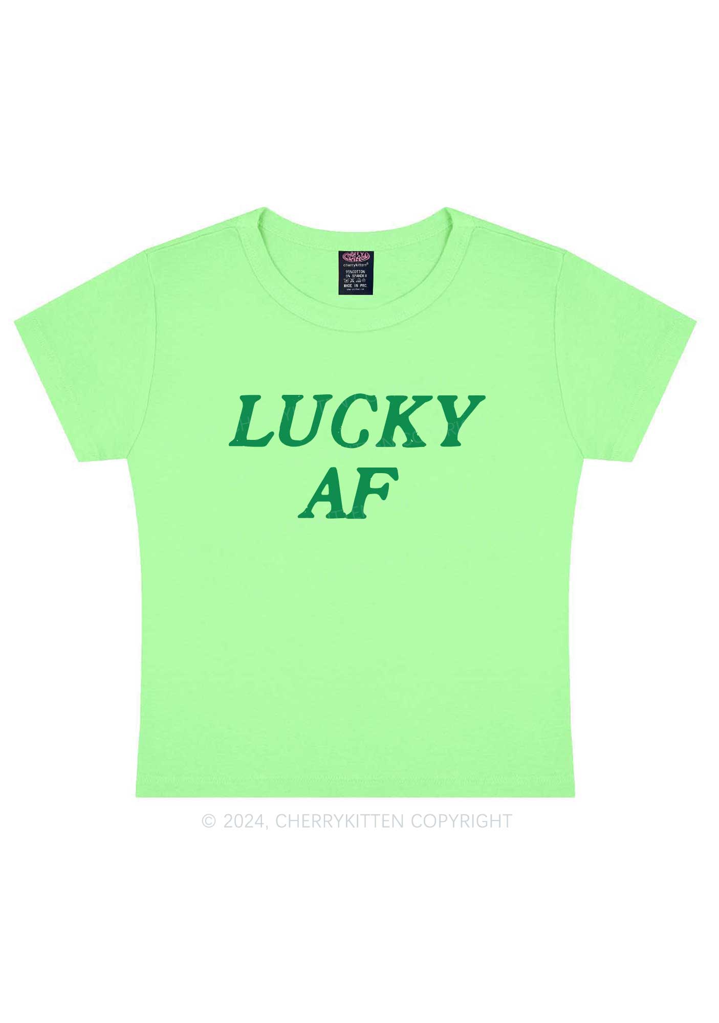 Lucky AF St Patricks Y2K Baby Tee Cherrykitten