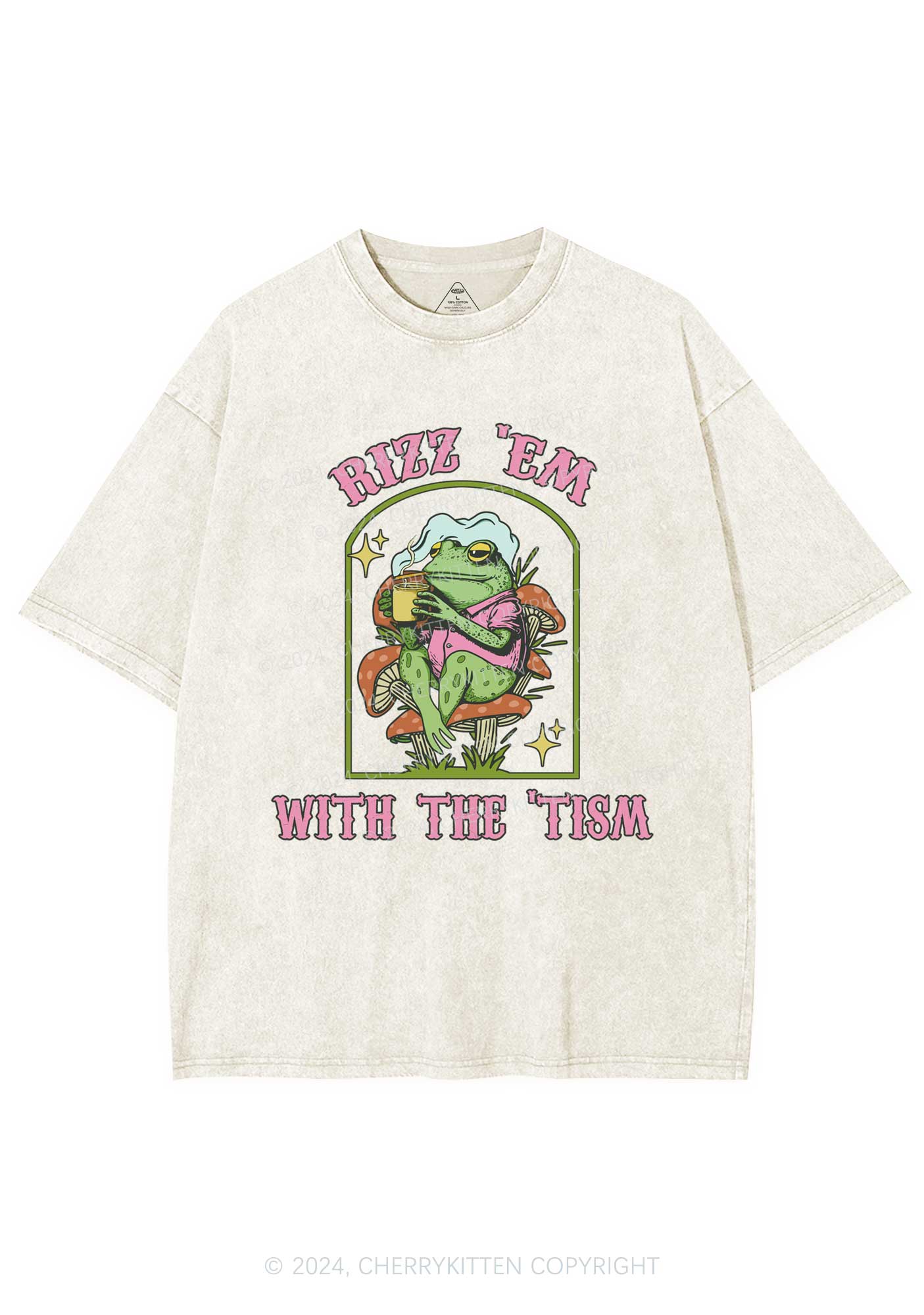 Tism Rizz Frog Y2K Washed Tee Cherrykitten