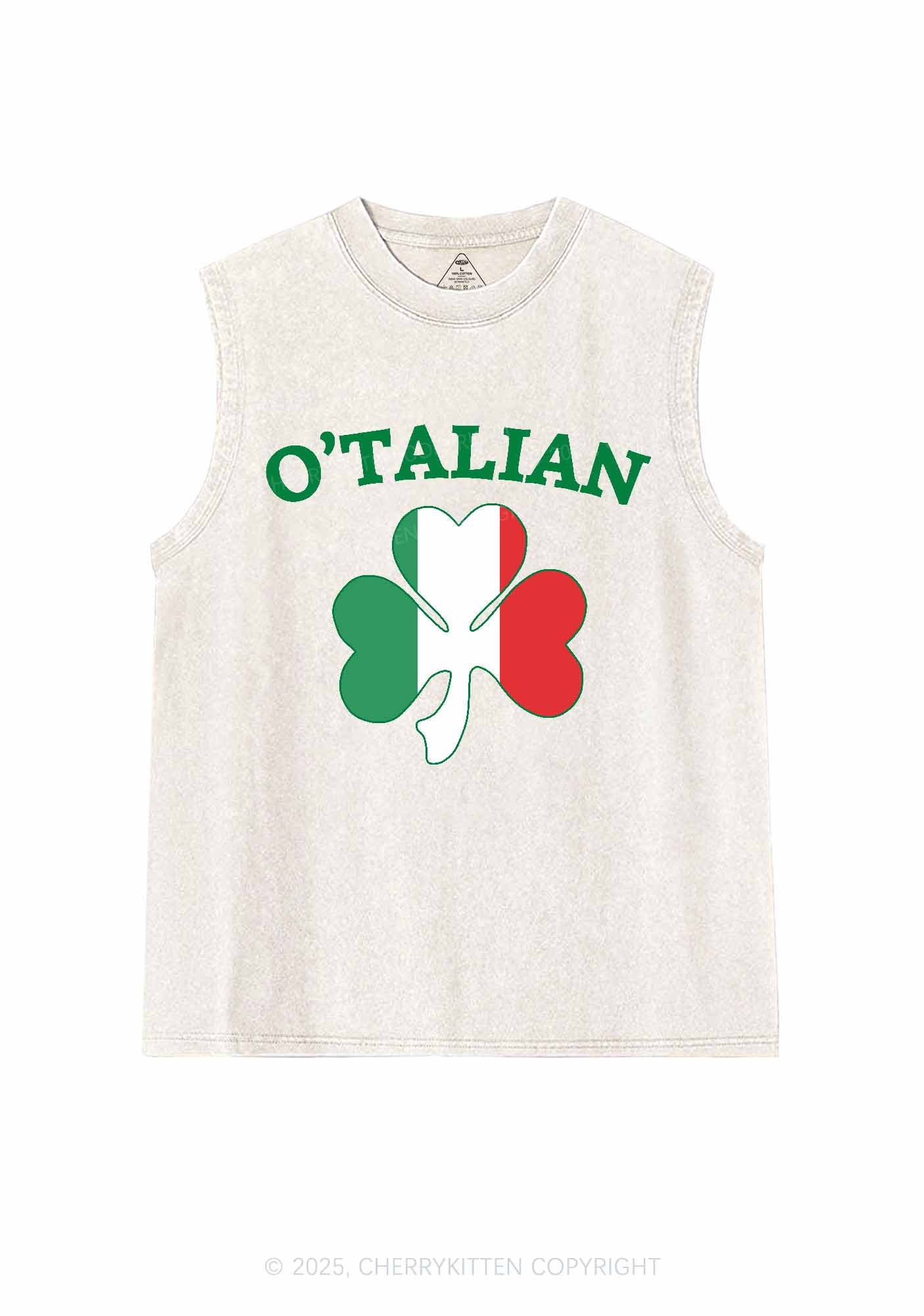 OTalian Shamrock St Patricks Y2K Washed Tank Cherrykitten