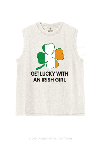 Get Lucky Irish Girl St Patricks Y2K Washed Tank Cherrykitten