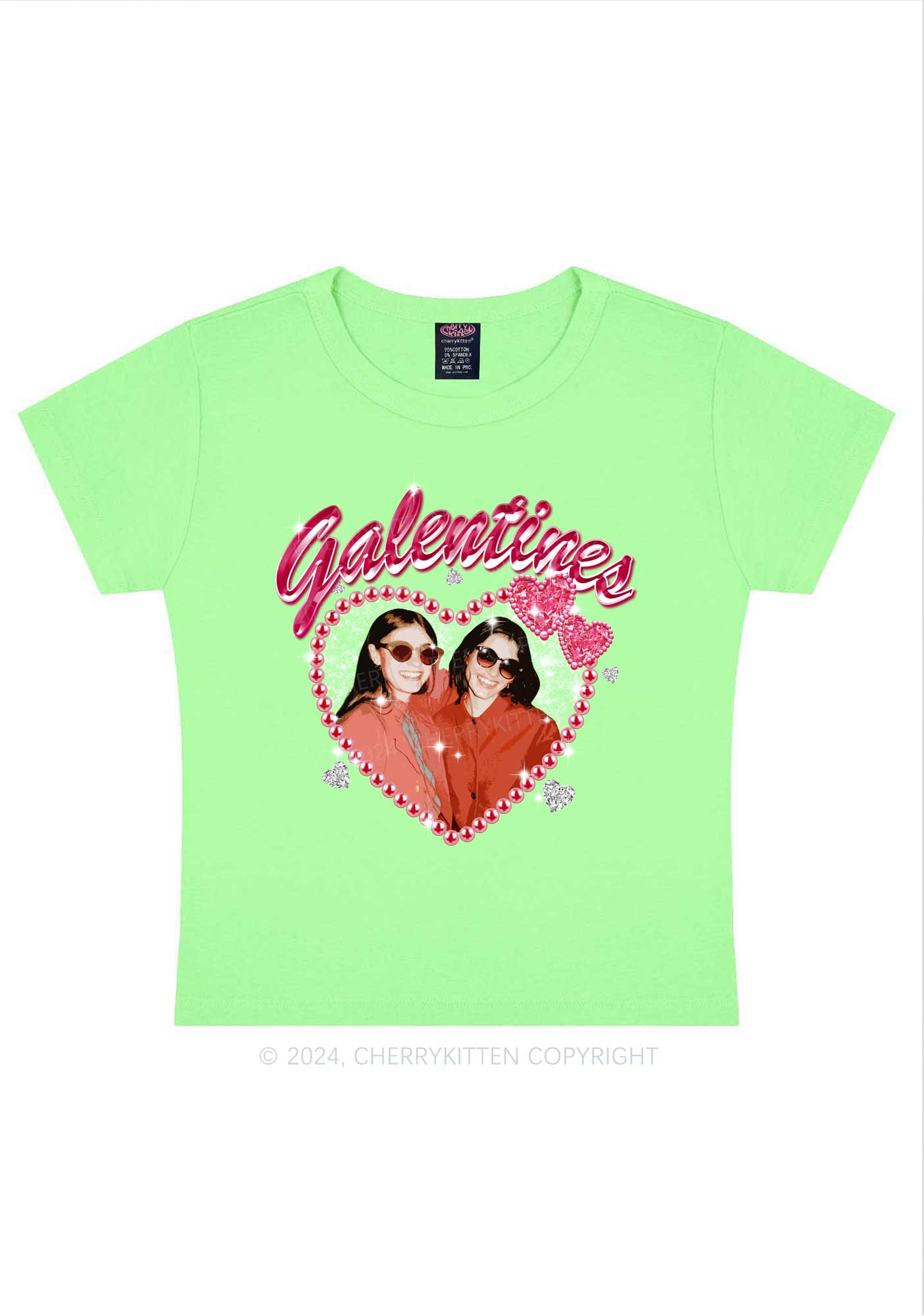 Custom Galentines Photo Y2K Valentine's Day Baby Tee Cherrykitten