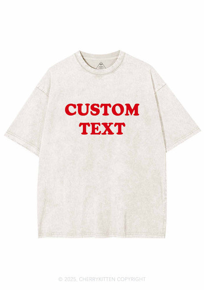 Custom Text Y2K Washed Tee Cherrykitten