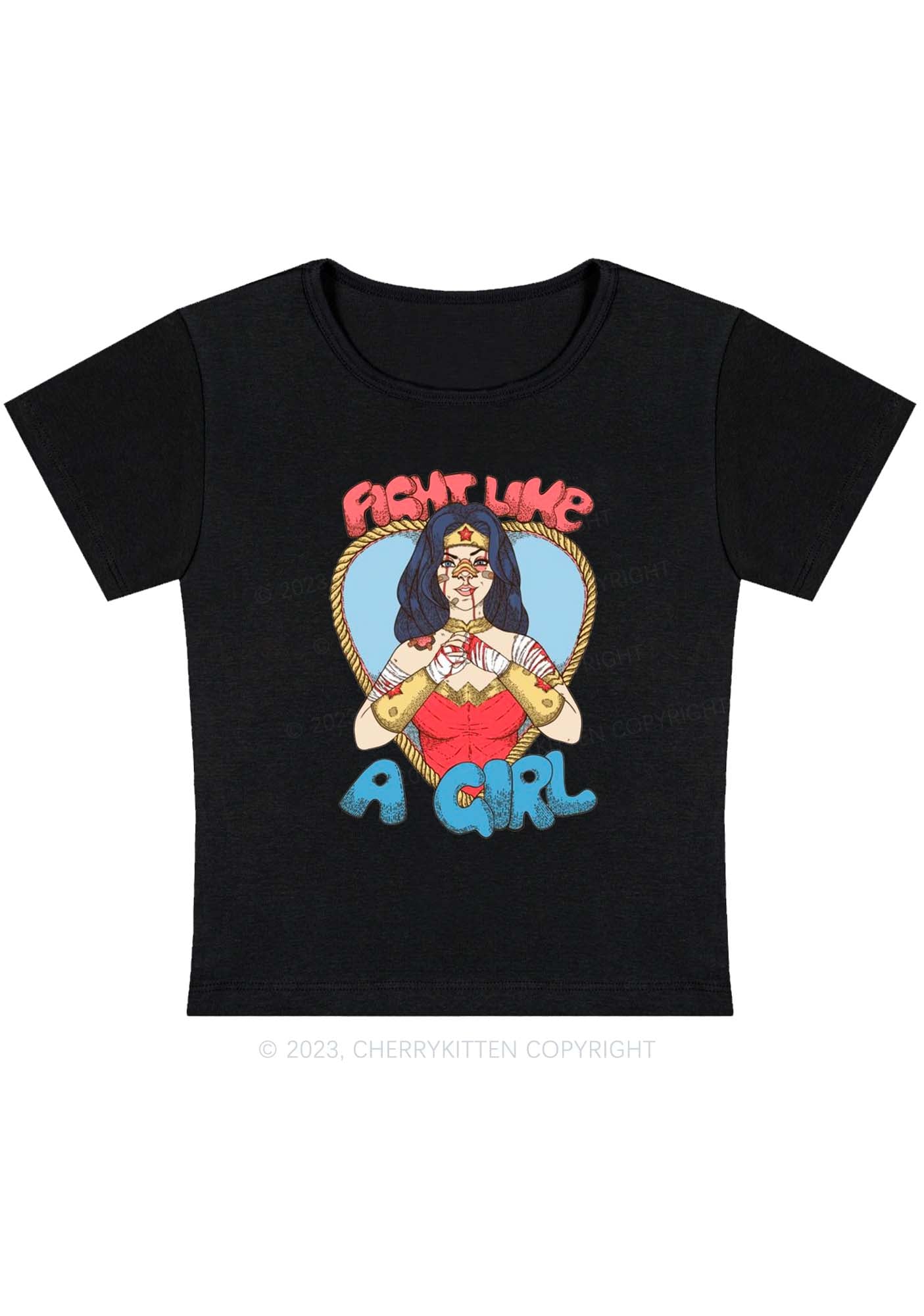 Female Fighter Halloween Y2K Baby Tee Cherrykitten