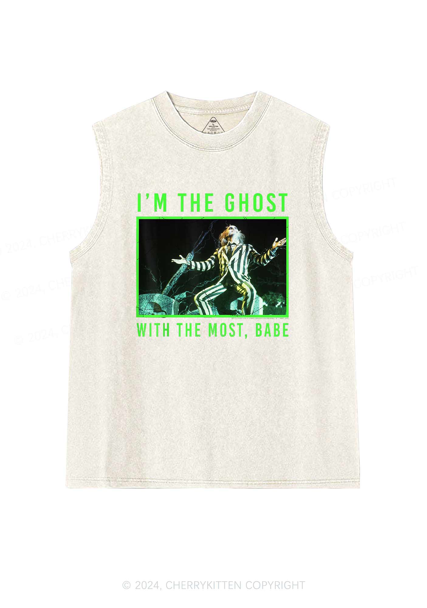 Halloween I'm The Ghost Y2K Washed Tank Cherrykitten