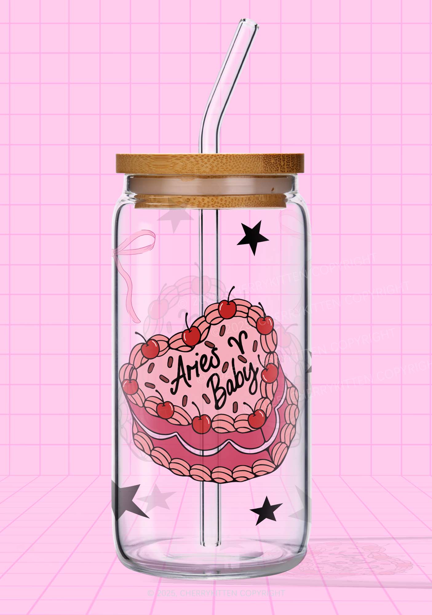 Aries Baby Y2K Printed Glass Cup Cherrykitten