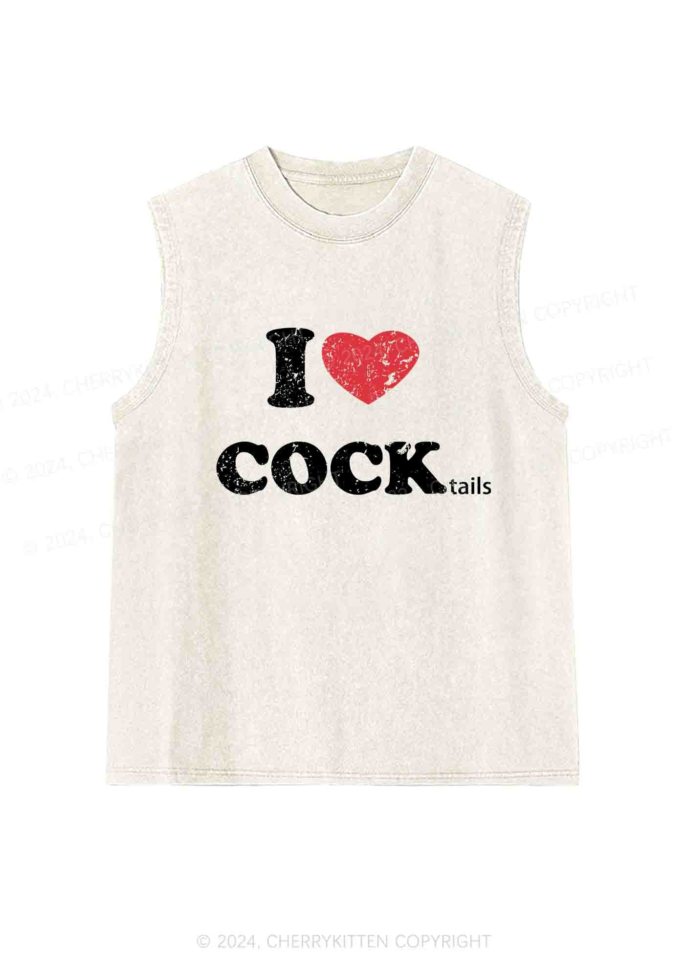 I Love Cocktails Y2K Washed Tank Cherrykitten