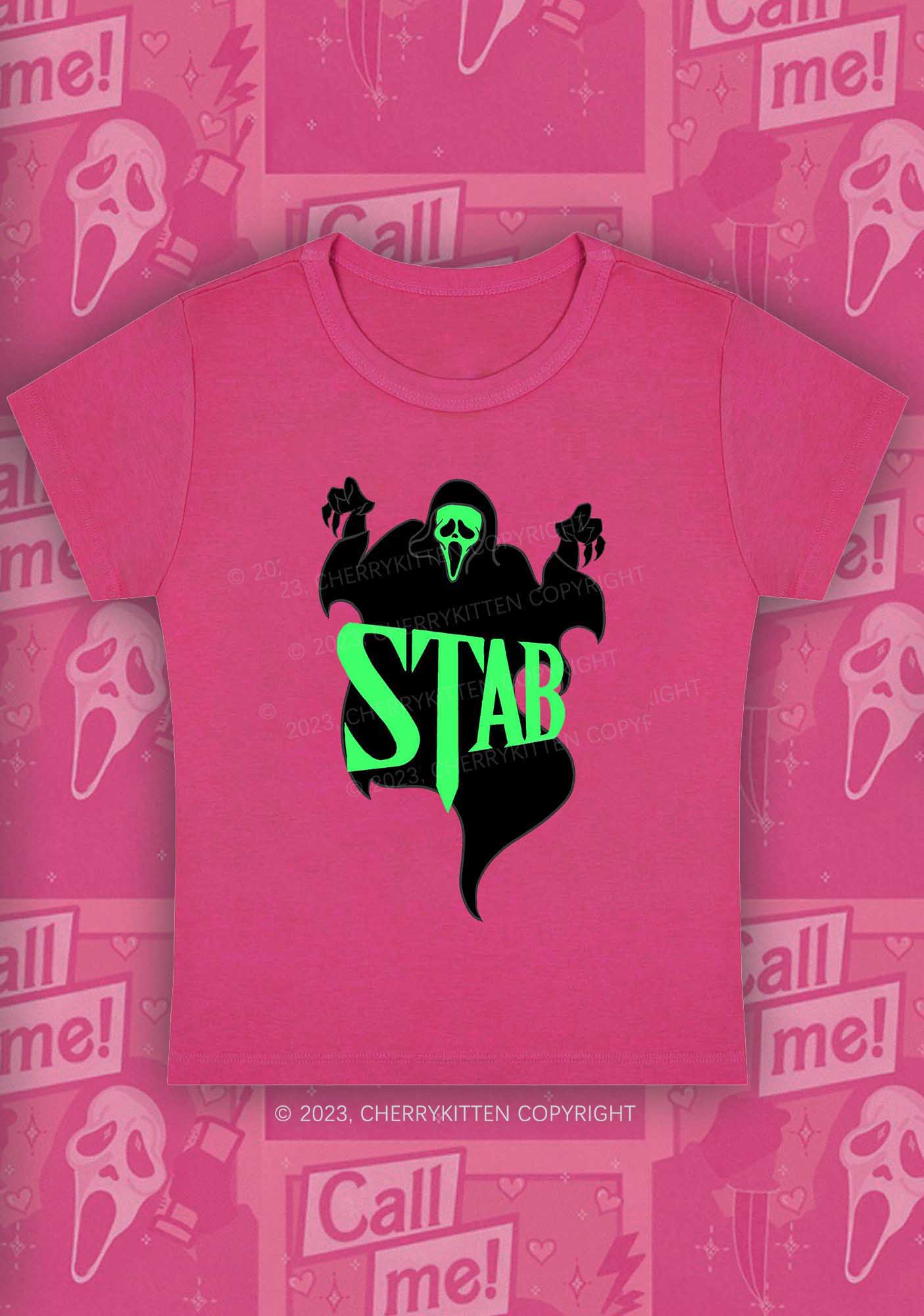 Stab Ghost Halloween Y2K Baby Tee Cherrykitten