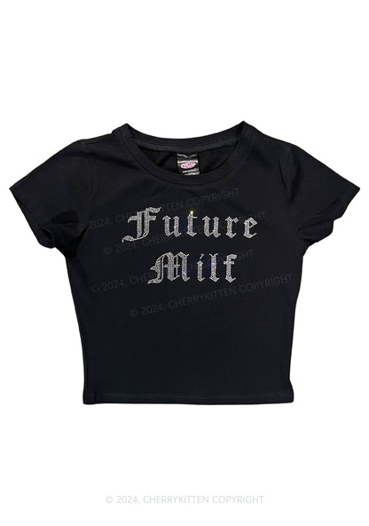 Rhinestone Future Mxxf Y2K Baby Tee Cherrykitten