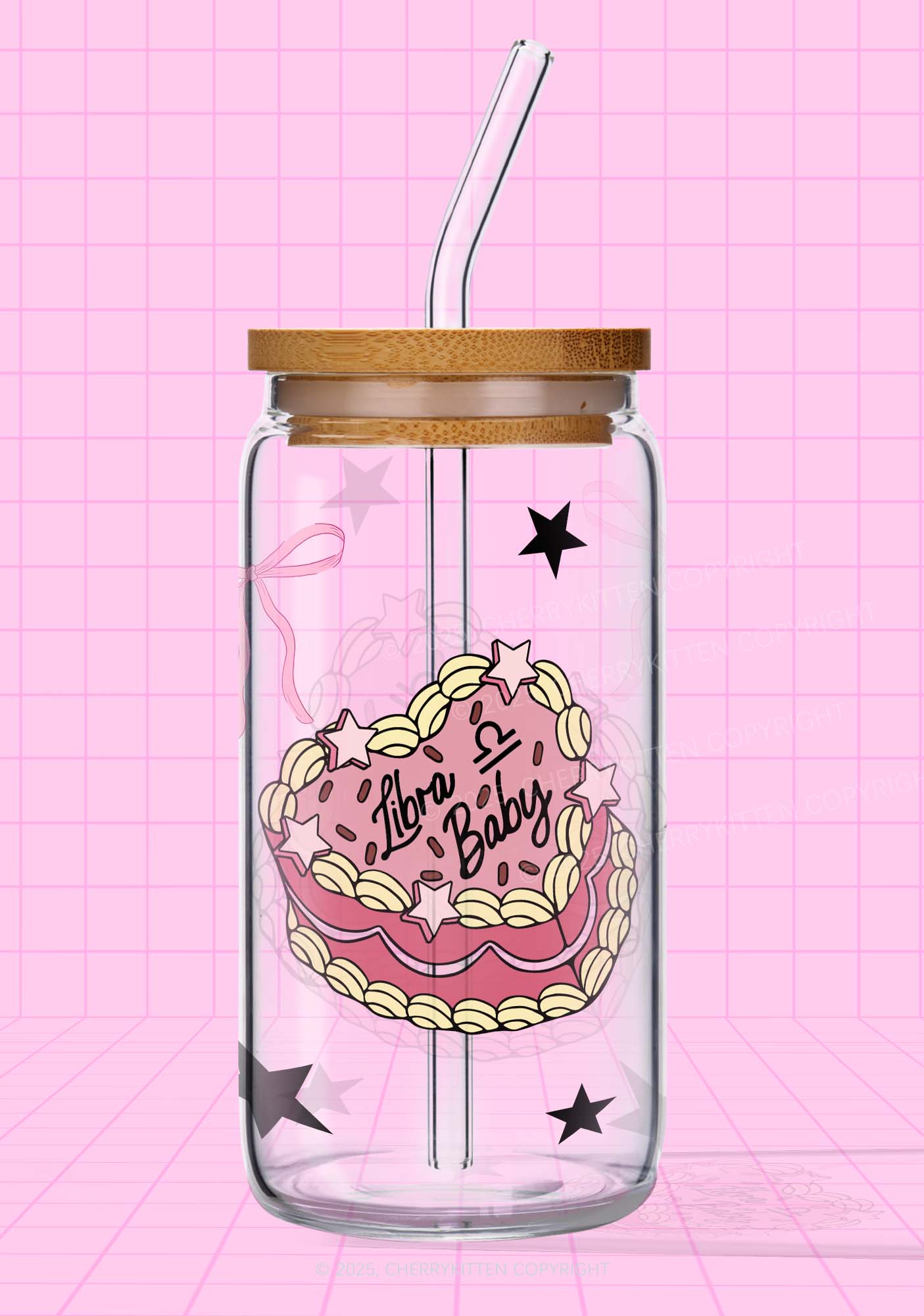 Libra Baby Y2K Printed Glass Cup Cherrykitten