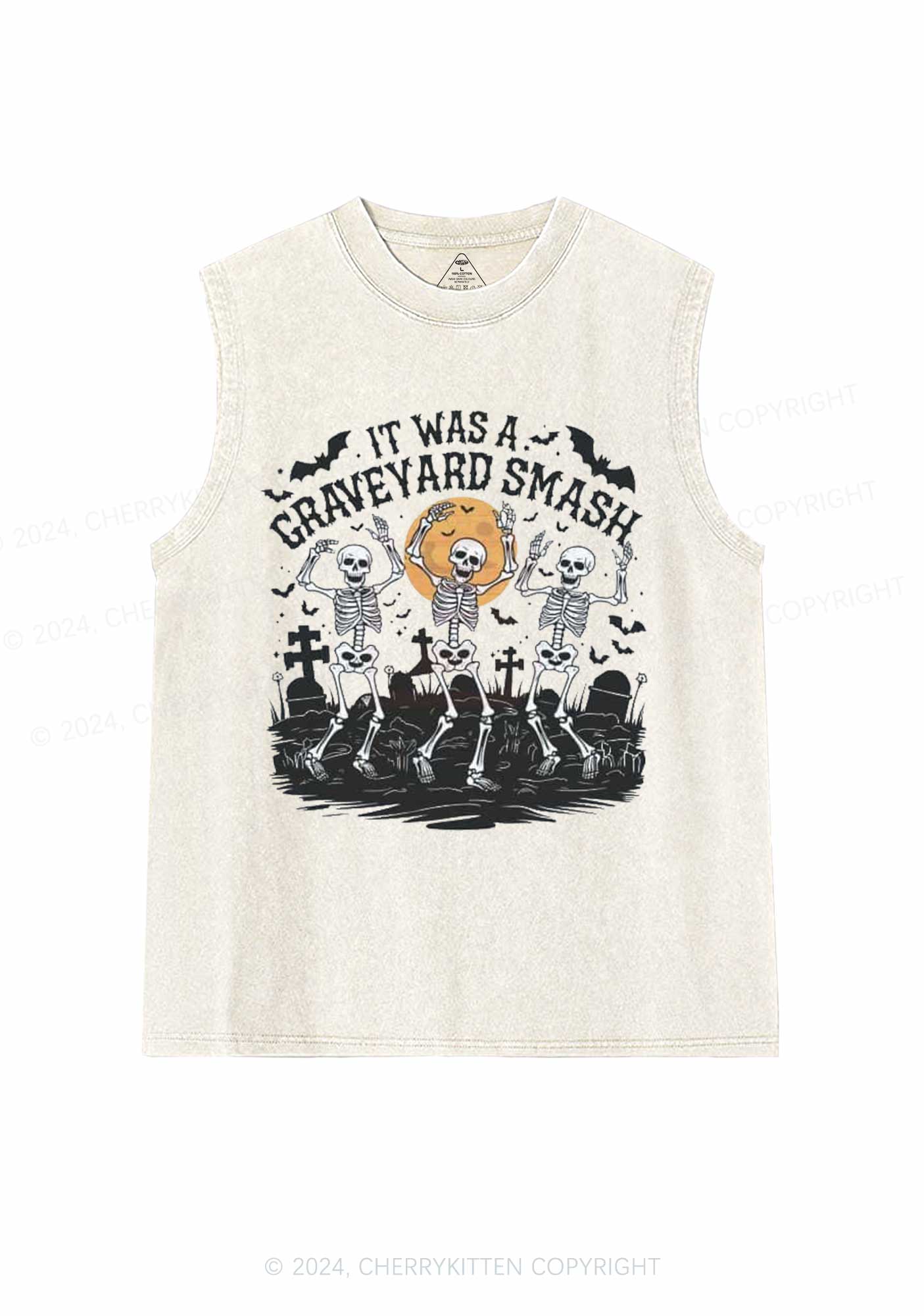 Halloween Graveyard Smash Y2K Washed Tank Cherrykitten