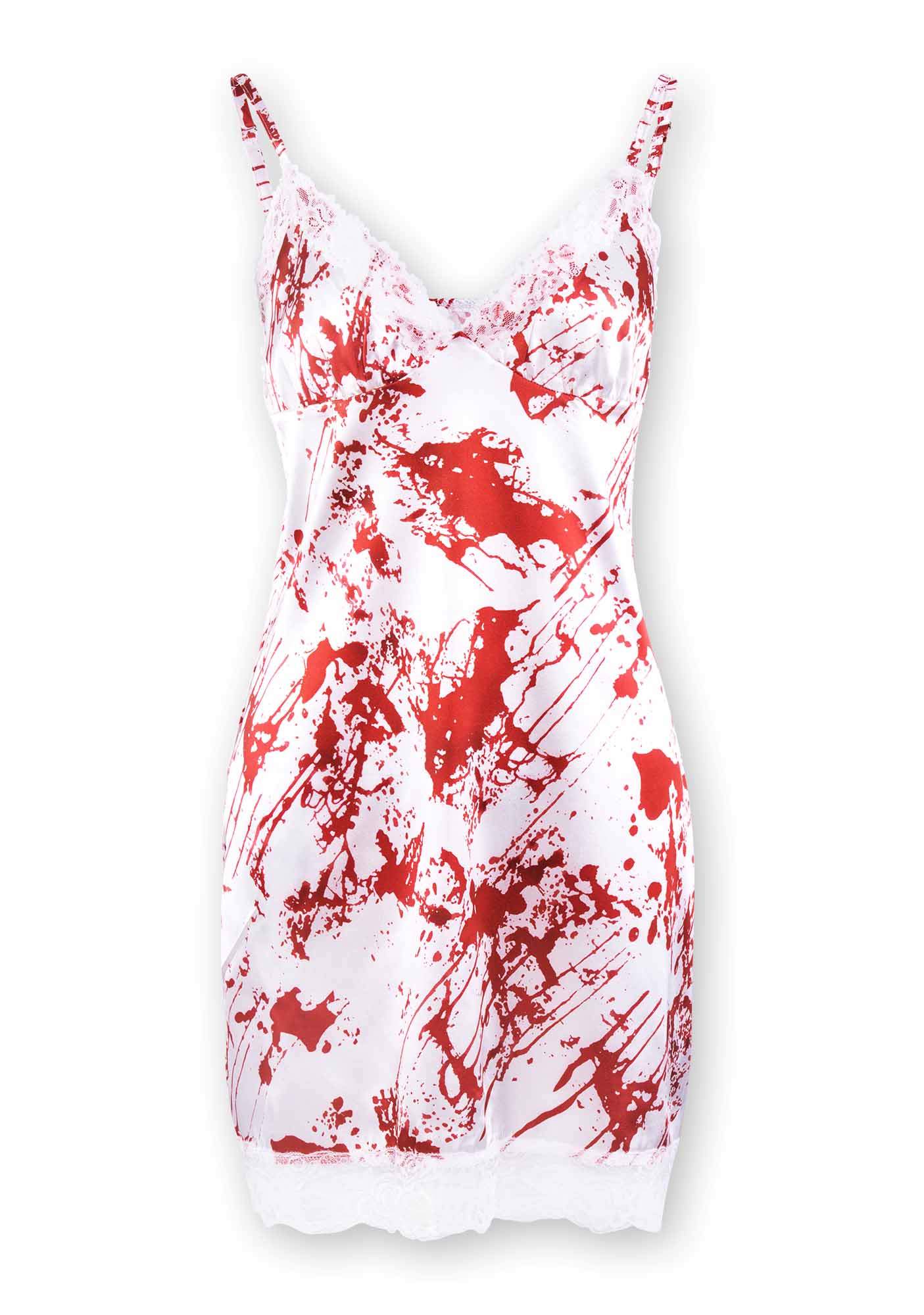 Halloween Bloodstain Print Lace Slip Dress Y2K Cosplay Costume