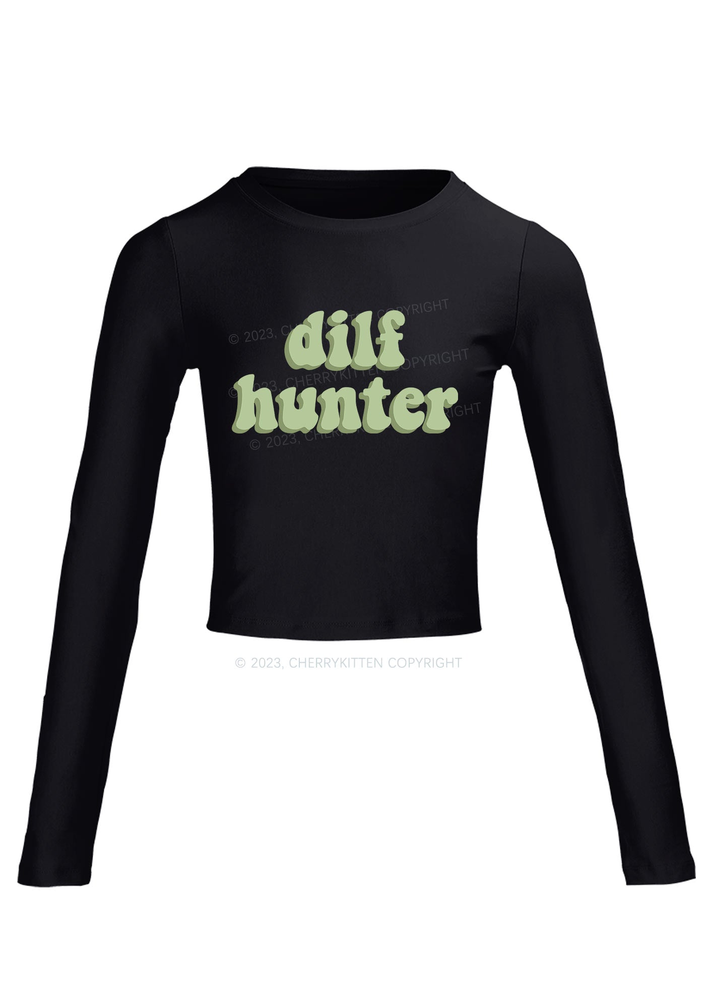 Green Hunter Long Sleeve Crop Top Cherrykitten