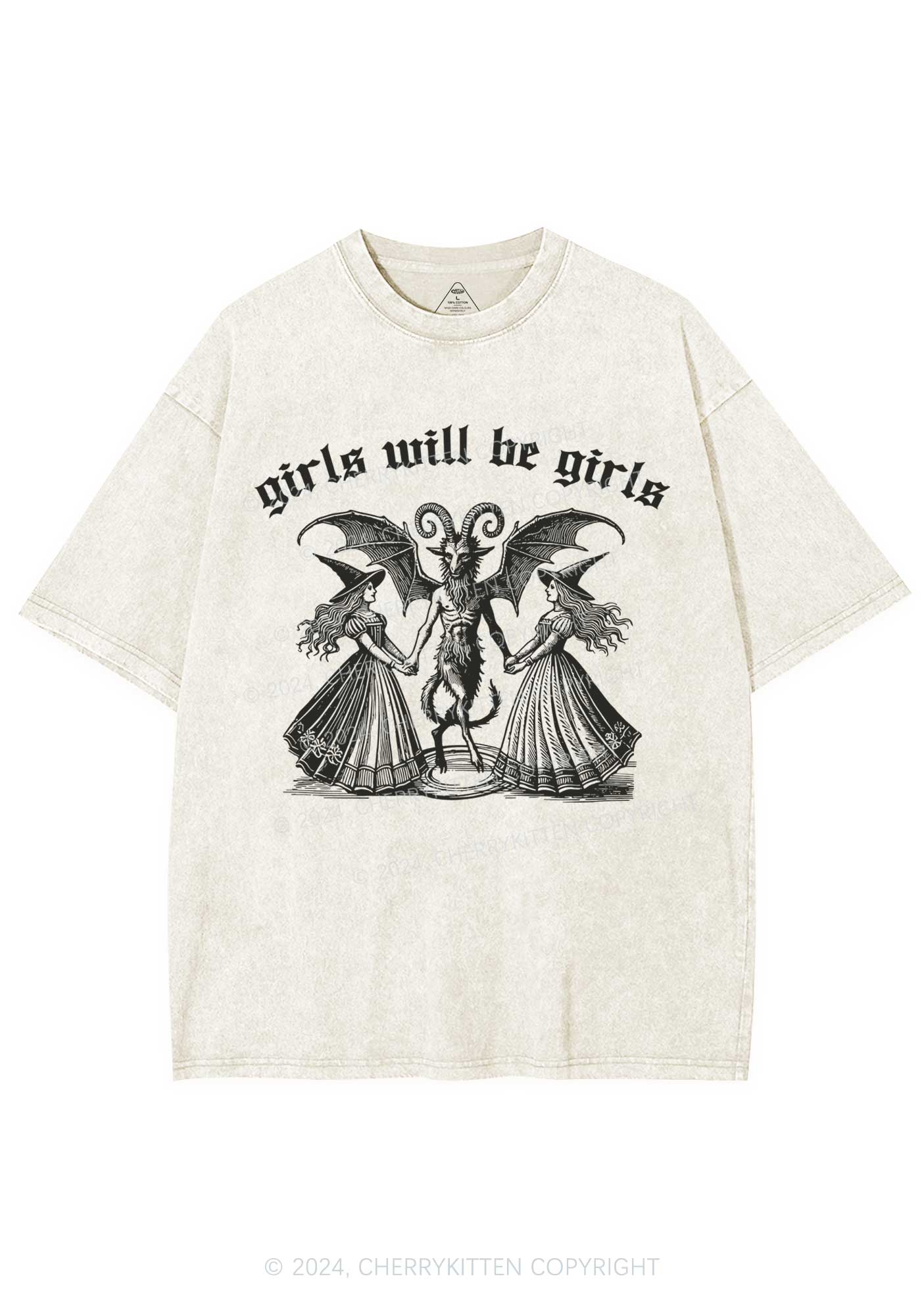 Halloween Girls Witch Y2K Washed Tee Cherrykitten