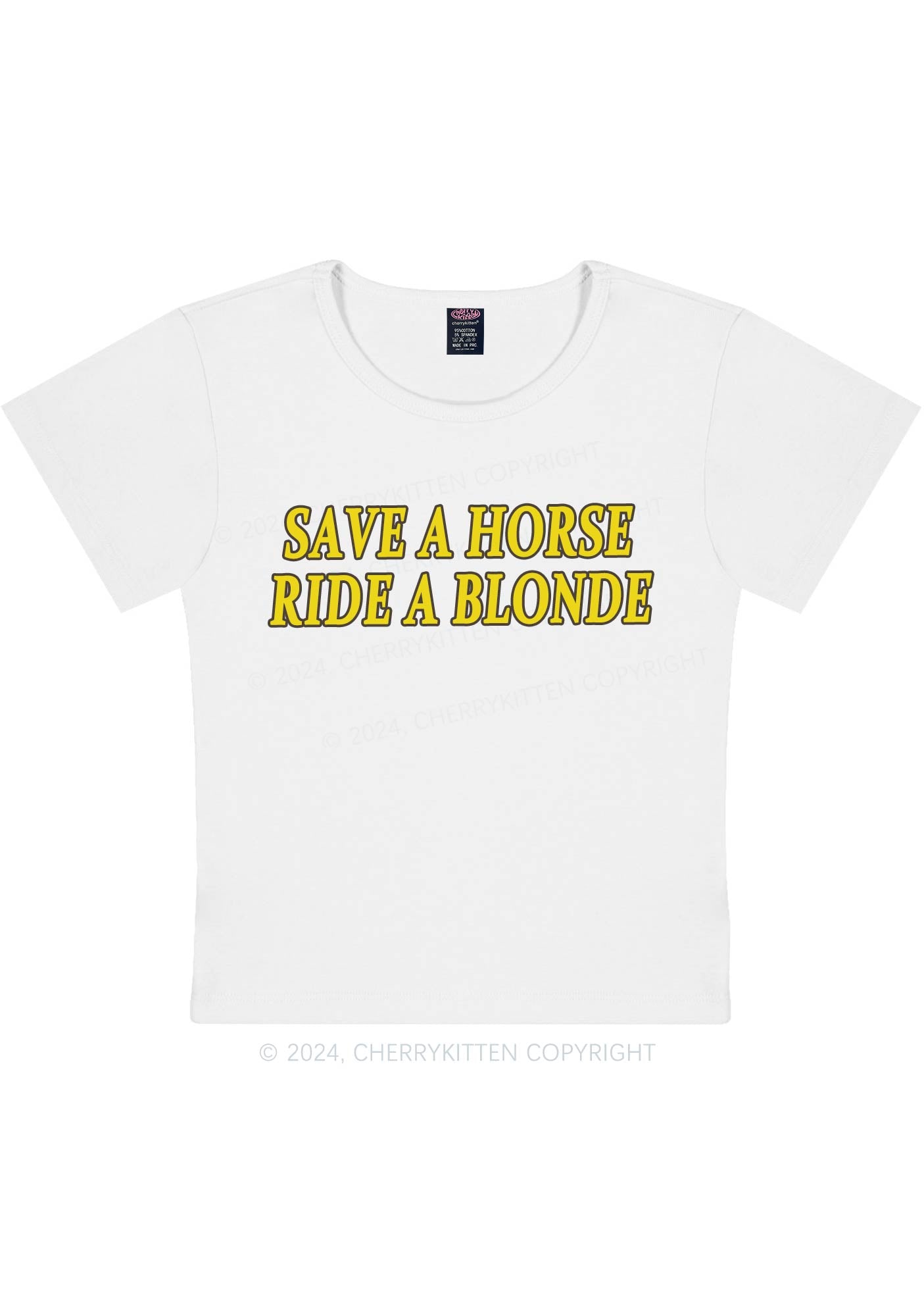 Save Horse Ride Blonde Y2K Baby Tee Cherrykitten