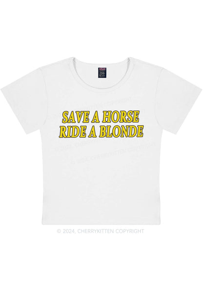 Save Horse Ride Blonde Y2K Baby Tee Cherrykitten