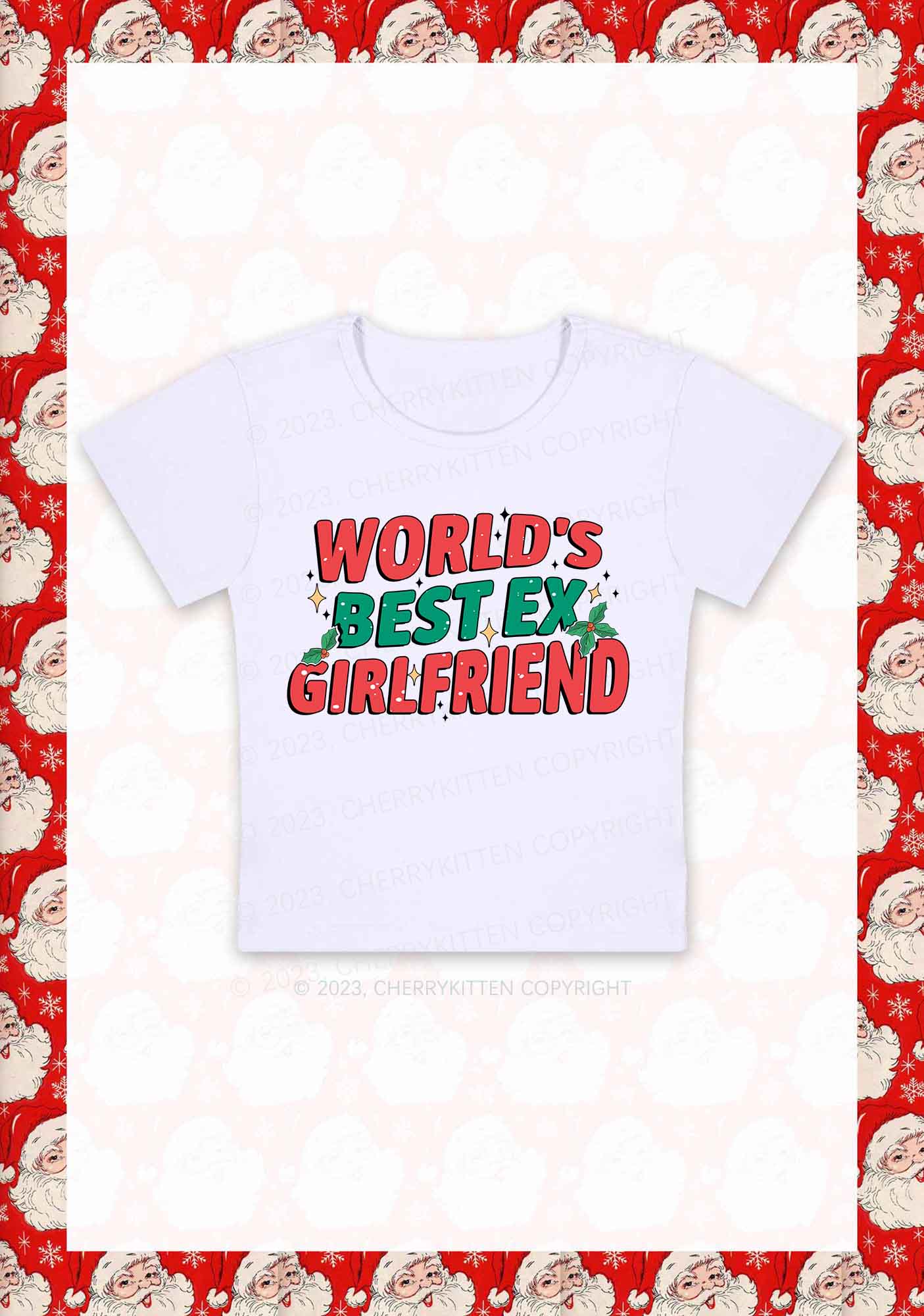 World's Best Ex Christmas Y2K Baby Tee Cherrykitten