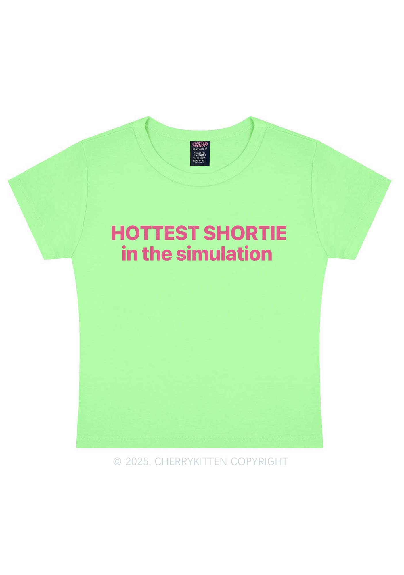 Hottest Shortie In The Simulation Y2K Baby Tee Cherrykitten